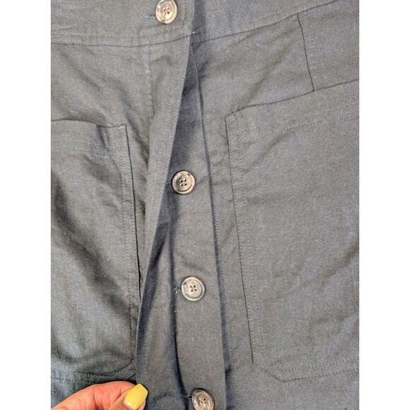 Banana Republic Button Front Linen Blend Black Skirt Size 16 Preppy Academia - Picture 6 of 11